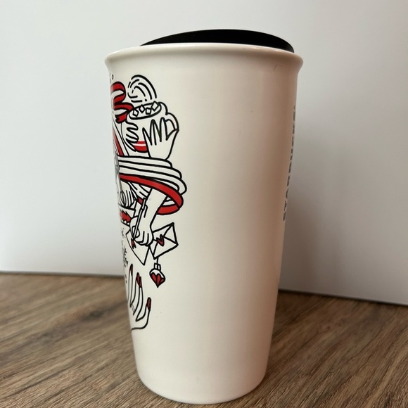 Starbucks 2017 Holiday Scene Ceramic Red Cup Tumbler 12 oz - Picture 2 of 8